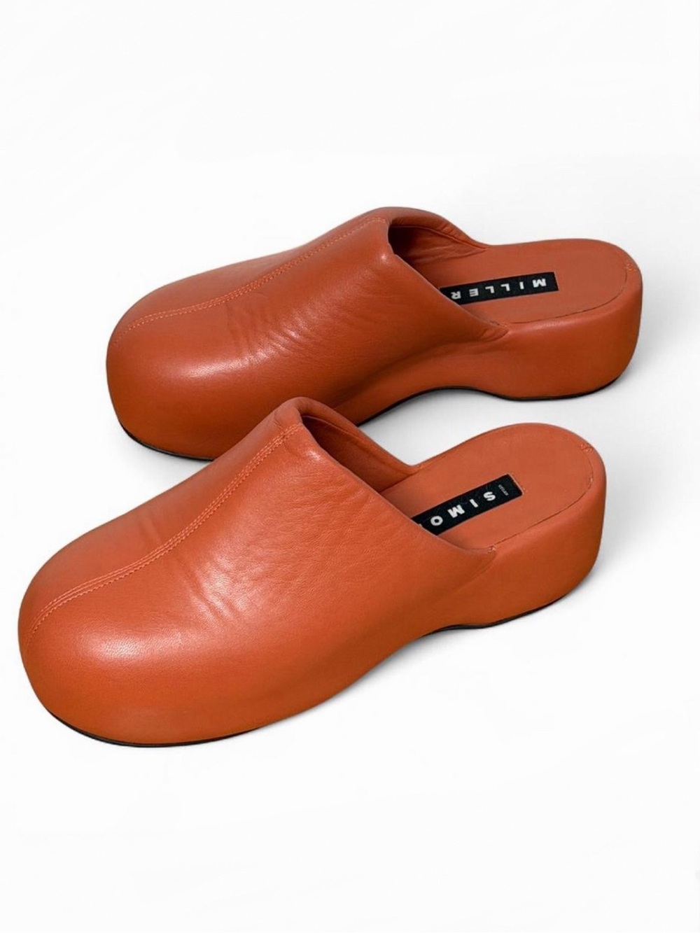Simon Miller Bubble Clog Mule Vegan Leather Platform Sienna Orange SZ41